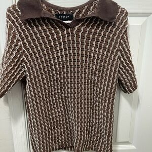 PacSun Brown and Cream Cowl Neck Sweater